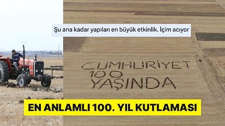 En Anlamlı 100. Yıl Kutlaması! Kırklareli'nde İki Çiftçi Tarlalarına "Cumhuriyet 100 Yaşında" Yazdı