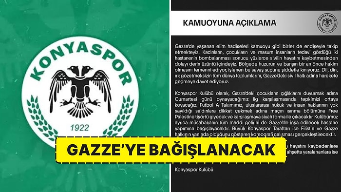 Konyaspor'dan Anlamlı Destek: Pendikspor Maçının Gelirleri Gazze'de Hastane İnşası İçin Bağışlanacak