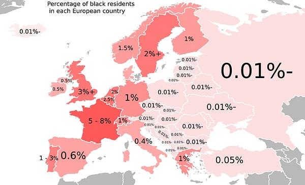 2. Siyahi vatandaşlarına göre Avrupa ülkeleri.