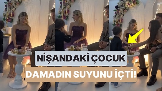 Nişandaki Küçük Çocuğun Fotoğraf Çekimi Sırasında Damada Sunulan Suyu İçtiği Anlar Tartışma Yarattı