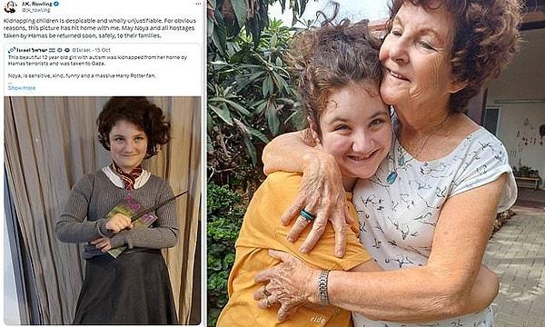 Hamas'ın kaçırdığı kişilerden biri de 12 yaşındaki otizm hastası Noya isimli bir kızdı. İsrail hükümeti, Harry Potter film serisi hayranı Noya'nın ve büyükannesinin Hamas tarafından Gazze'ye kaçırıldığını duyurmuştu...