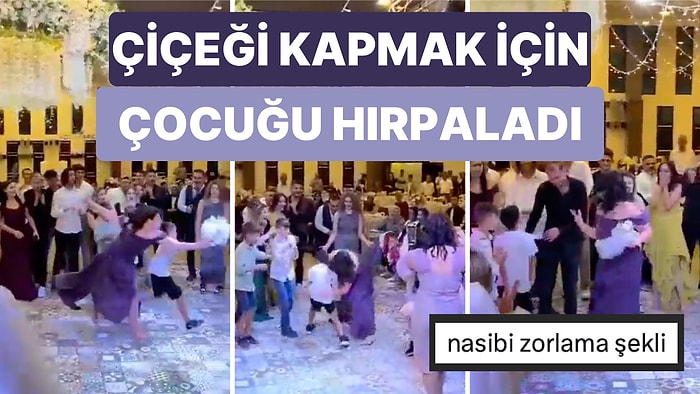 Bir Kadın Düğünde Gelin Çiçeğini Kapmak İçin Küçük Bir Çocuğu Hırpaladı