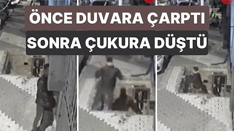 Arnavutköy'de Alkollü Olduğu Düşünülen Bir Vatandaş Önce Duvara Çarptı Sonra Çukura Düştü