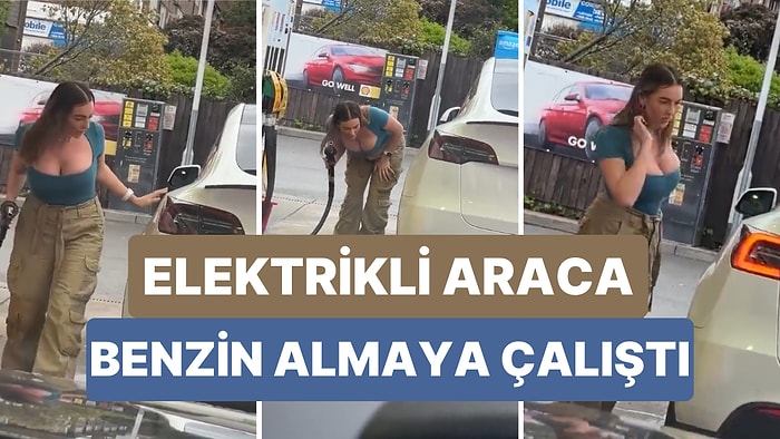 Dakikalarca Elektrikli Aracın Benzin Depo Kapağını Arayan Kadının Görüntüleri Viral Oldu