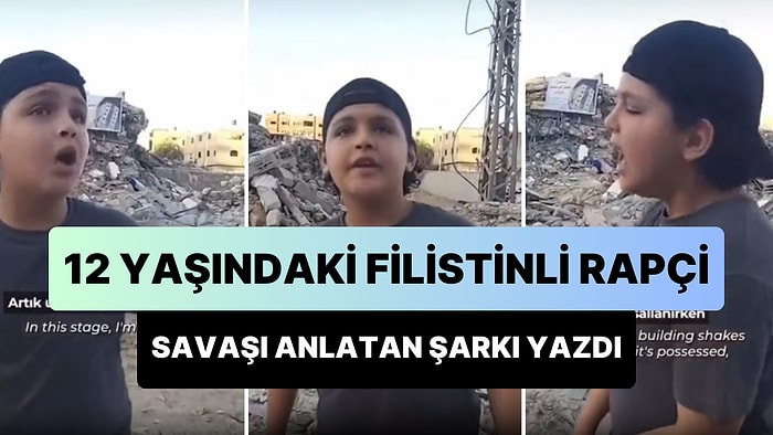 12 Yaşındaki Filistinli Rapçi Enkaz Önünde Söyledi: 'Ömrümde Dördüncü Savaş, Halkım İçin Özgürlük İstiyorum'