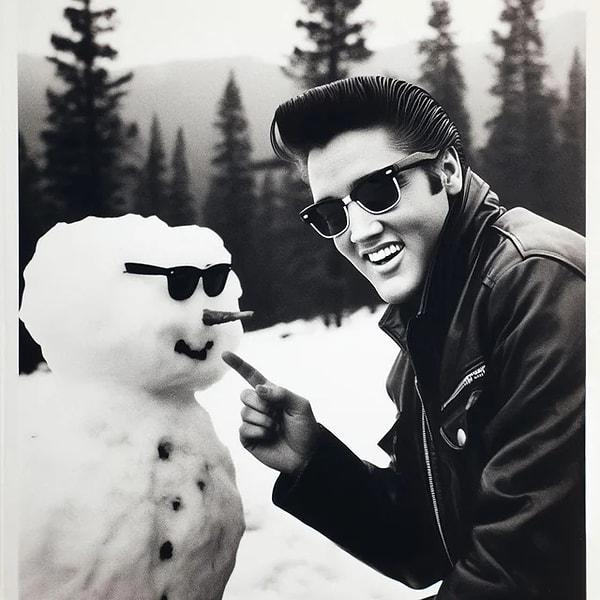 4. Elvis Presley ve kardan adamı. 😎