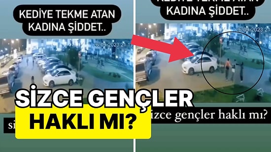 Önüne Çıkan Sokak Kedisine Tekme Atan Kadın Mahallenin Gençleri Tarafından 'Tekme Tokat' Dövüldü!