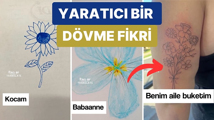 Aile Üyelerine Rastgele Bir Çiçek Çizmelerini Söyleyerek Muazzam Bir Dövme Modeli Oluşturan Kadın