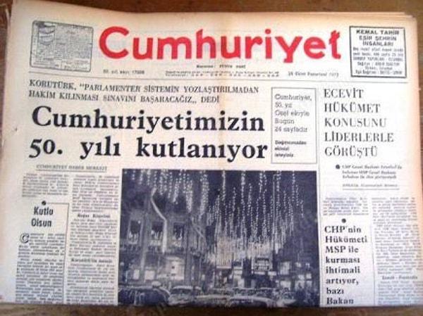 Milli Şef döneminin, demokrasiye geçiş sancılarının, askeri müdahaleler ile geçen yılların ardından Türkiye Cumhuriyeti, 50. yılına 1973'te adım attı.
