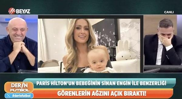 Şimdi de Beyaz TV ekranlarında yayınlanan Derin Futbol programında Paris Hilton'un bebeği Sinan Engin'e benzetilerek dalga geçildi.