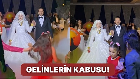 Gelin ve Damat Sahnedeyken Önlerine Geçen Çocuğun Saçından Tutularak Çekildiği Anlar Gündem Oldu