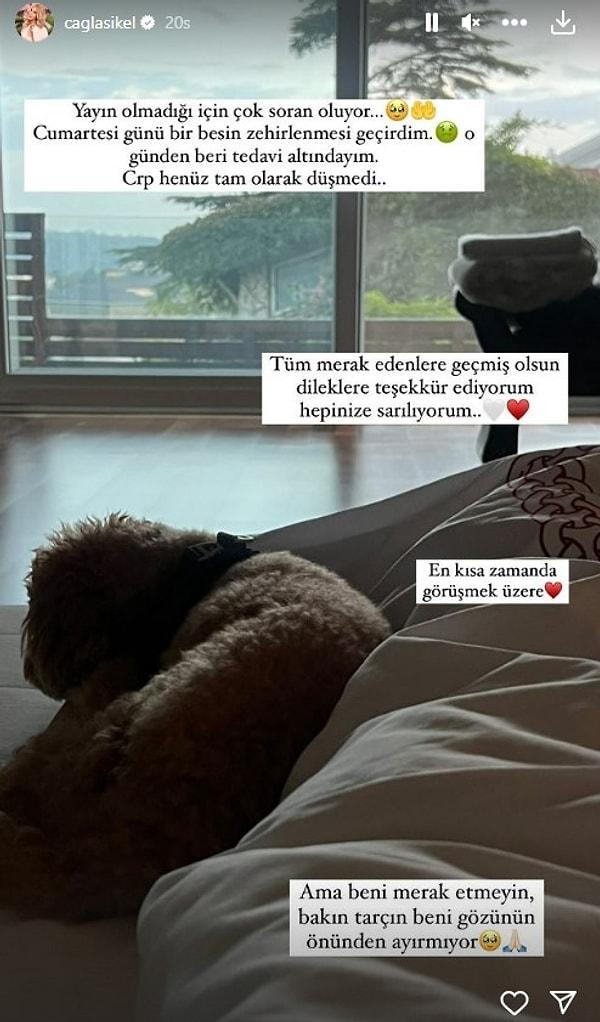 Çağla Şıkel de kendisine gelen endişeli mesajlardan sonra Instagram hesabında bir açıklama yaptı ve hastanede olduğunu duyurdu.