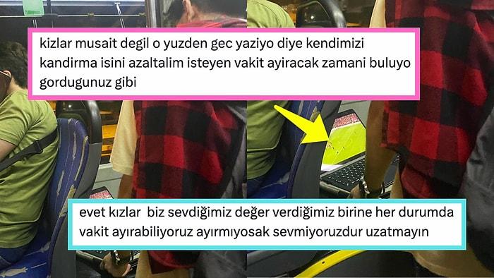 Otobüste Laptop ile Galatasaray Maçı İzleyen Genç, Yüreği Kırgın Kızlarımızın Gözünün Açılmasına Neden Oldu!