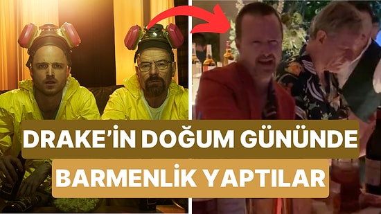 Breaking Bad Dizisinin Sevilen İkilisi Aaron Paul ile Byran Cranston, Drake'in Doğum Gününde Barmenlik Yaptı