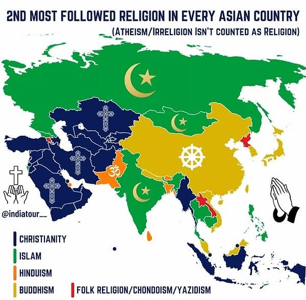 12. Asya ülkelerinde en çok inanılan 2'inci din.