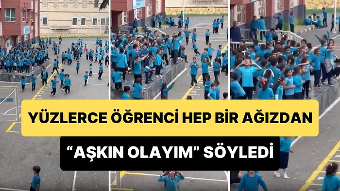 Okul Bahçesinde Hep Bir Ağızdan 'Aşkın Olayım' Şarkısı Söyleyen İlkokul Öğrencilerinin Muhteşem Anları