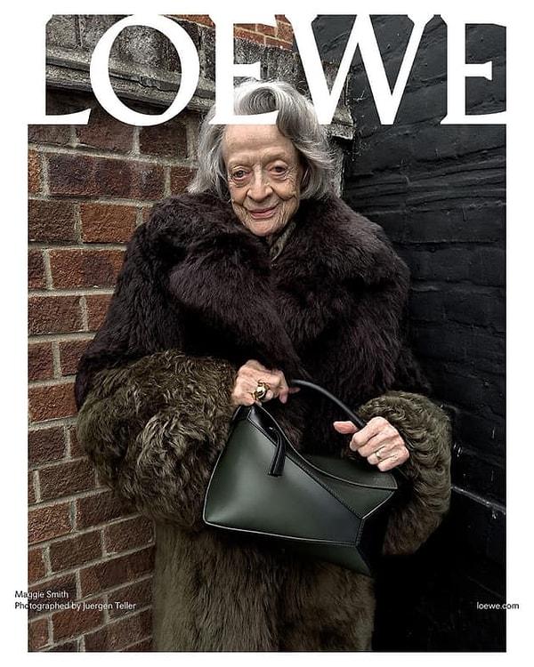 88 yaşındaki Maggie Smith, Loewe için Jurgen Teller tarafından fotoğraflandı.