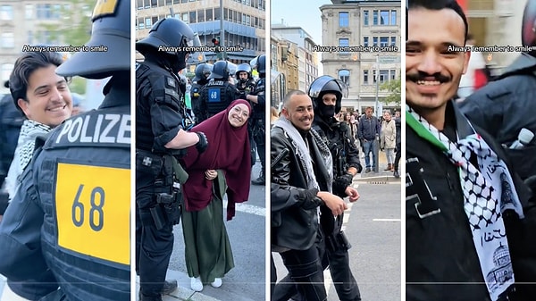 Ardından kendilerini çeken kişiyi gördüklerinde hepsinin içten bir şekilde gülümsediği ve selam verdiği anlar görenlerin yüreklerini burktu.