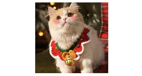 10. CSSİR - Noel Kedi Bandanaları Yaka Sevimli Çanlı
