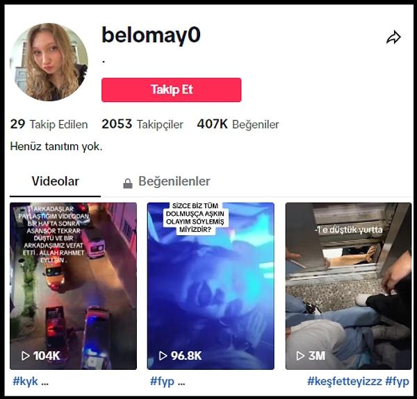 O görüntüleri paylaşan kişinin ise "@belomay0" isimli bir TikTok kullanıcısı olduğu ortaya çıktı.