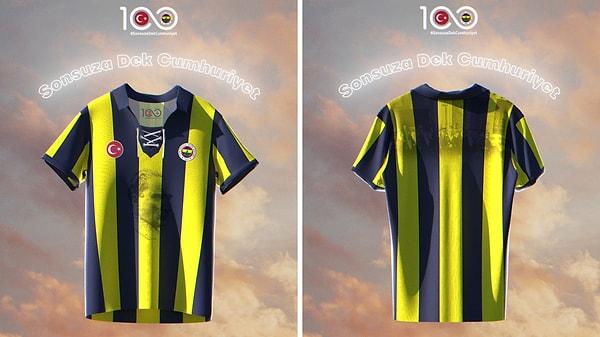 Bugün ise üç büyüklerden son olarak Fenerbahçe, 29 Ekim akşamında oynanacak Pendikspor maçında giyeceği Cumhuriyetin 100. yılına özel olarak tasarlanan formasını sosyal medya üzerinden tanıttı.