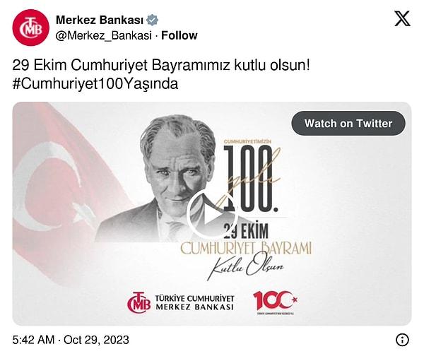 Atatürk tarafından temelleri atılan Türkiye Cumhuriyet Merkez Bankası bir video yayınlarken,
