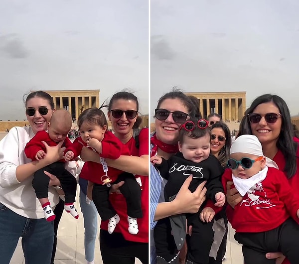 Cumhuriyet'in 100. yılında doğan bebeklerini Anıtkabir'e Ata'ya ziyarete getiren anneler, bebekleri ile birlikte bir koreografi yaptılar.