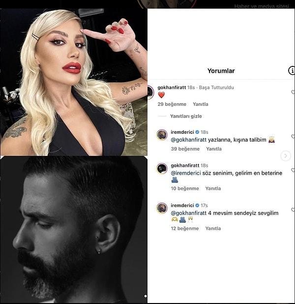 Instagram'daki birkahvebingıybet isimli hesabın özel haberine göre İrem Derici, yönetmen Gökhan Fırat ile yeni bir aşka yelken açmış. İkilinin aşk dolu yazışması böyle