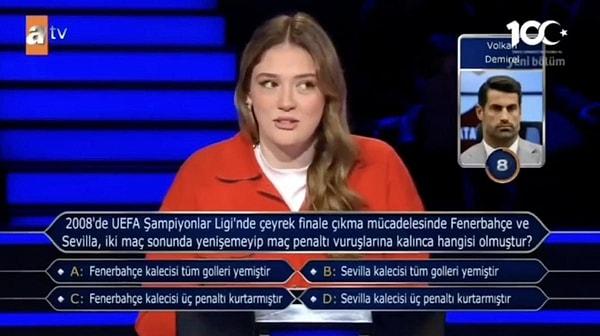 Zehra'nın joker hakkı olarak Volkan Demirel'i araması ve Volkan Demirel'in "Fenerbahçe kalecisi, yani ben, üç tane penaltı kurtarmışımdır." diye cevap vermesi herkesi güldürdü.
