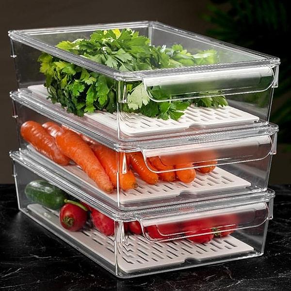 15. Buzdolabınızda alt alta üst üste durup birbirini ezen meyve ve sebzeleriniz için özgürlük zamanı.