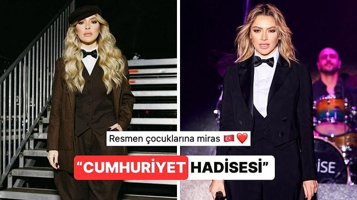 Hadise, Atatürk'ün Kıyafetlerinden Esinlenerek Tasarlattığı Kombinleriyle 100. Yıl Konserine Damga Vurdu