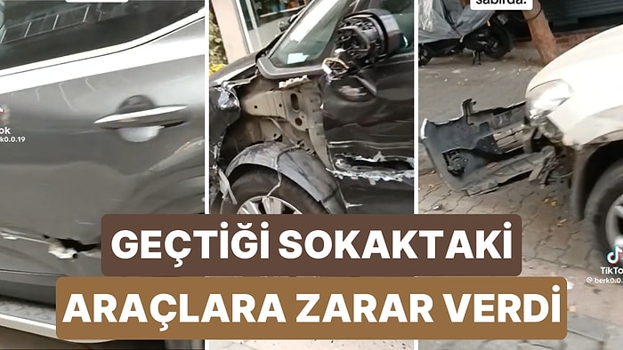 Geçtiği Sokaktaki Birçok Aracı Paramparça Ederek İlerleyen Çekici Tepki Topladı