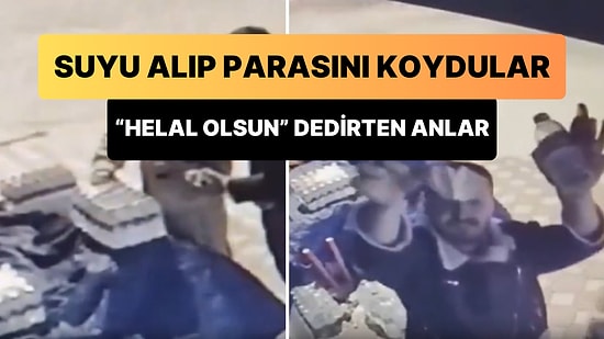 Büfenin Önündeki Sulardan Alıp Kameraya Parayı Koydukları Yeri Gösteren Çiftin 'Helal Olsun' Dedirten Anları