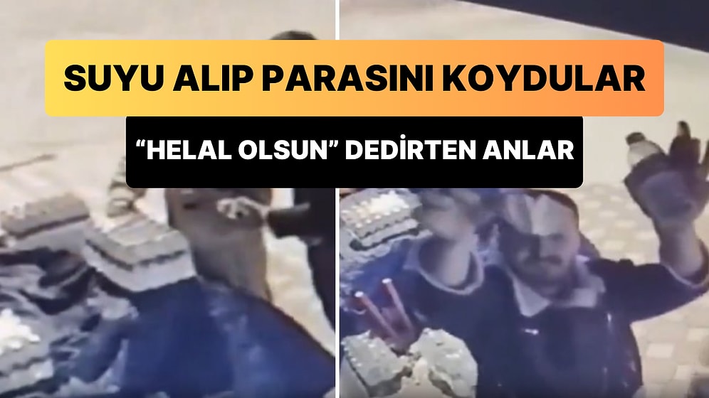 Büfenin Önündeki Sulardan Alıp Kameraya Parayı Koydukları Yeri Gösteren Çiftin 'Helal Olsun' Dedirten Anları