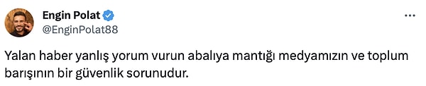 Açıklamasına medya ve toplum barışının güvenlik sorunuyla başlayan Engin Polat 👇