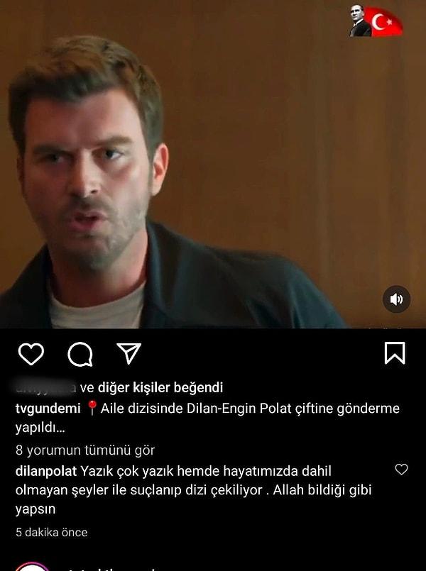 Bu sahnenin "tvgundemi" hesabı tarafından Instagram'da paylaşılmasıyla da Dilan Polat anında cevap verdi!