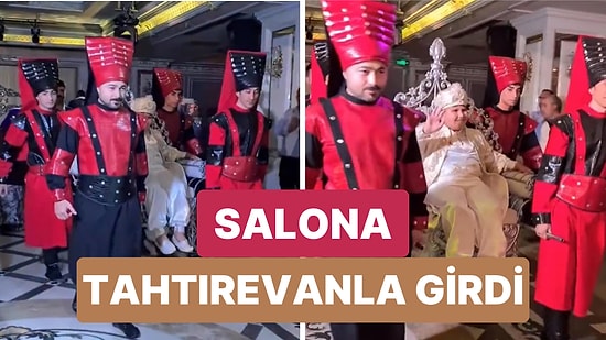 Görkemli Sünnet Düğünü Girişi Gündem Oldu! Sünnet Çocuğu Salona Yeniçerilerin Taşıdığı Tahtırevanla Girdi