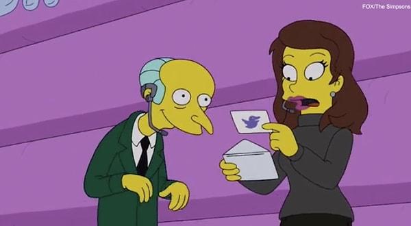 Bay Burns "Twitter hediye kartı mı?" diye soran Persephone'a "Hayır, sana Twitter'ı aldım, tüm şirketi!" diye yanıt veriyor.