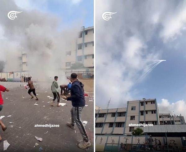 İsrail ordusu şimdi de Birleşmiş Milletler Yakın Doğu'daki Filistinli Mültecilere Yardım ve Bayındırlık Ajansı'na ait bir okula sığınan yüzlerce Filistinlinin üzerine beyaz fosfor bombası attı.