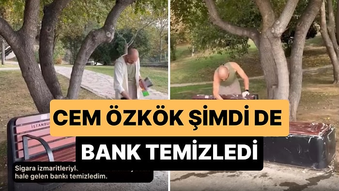 Temizlik Konusunda Hızını Alamayan Cem Özkök Şimdi de Moda Sahilinde Bir Bankı Temizledi