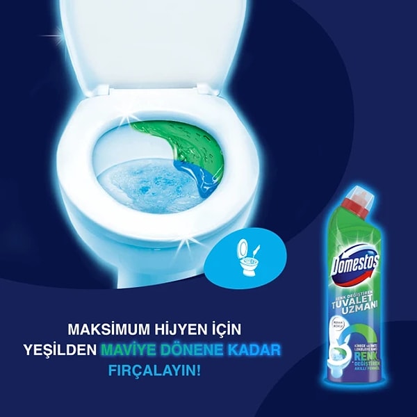 6. Domestos Tuvalet Temizleyici - Renk Değiştiren Tuvalet Uzmanı Kireç Çözücü