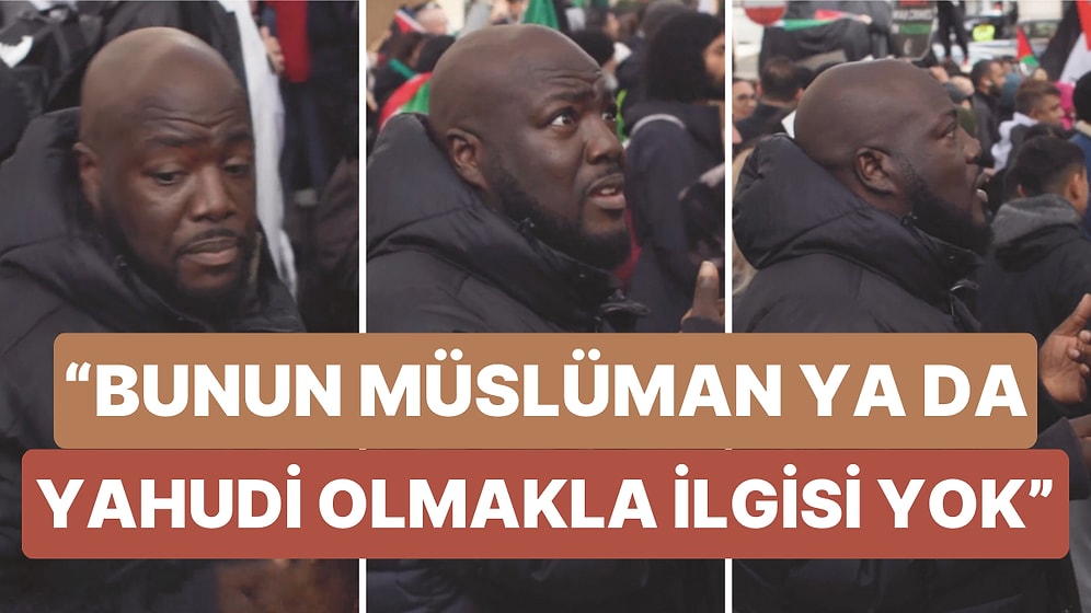 İngiltere'de Düzenlenen Filistin'e Destek Yürüyüşüne Katılan Bir Adam Konuşmasıyla İnsanlık Dersi Verdi