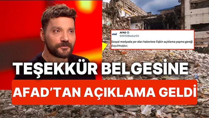 AFAD Tarafından Oğuzhan Uğur'a Gönderilen Teşekkür Belgesine Gelen Tepkilere Cevap Yine AFAD'tan Geldi