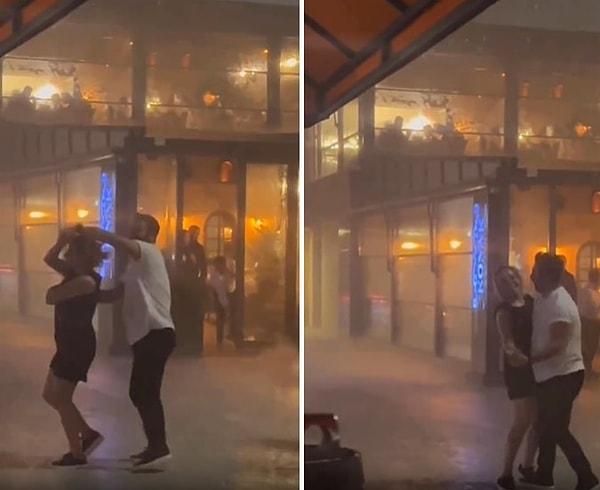Yağmurun altında doyasıya dans eden çiftin o görüntüleri sosyal medyada viral oldu.