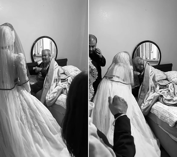 "@aminekacar7" ismiyle TikTok'ta paylaşımlar yapan kadın, ablasının düğün günü babasının elini öptüğü duygusal anları paylaştı.