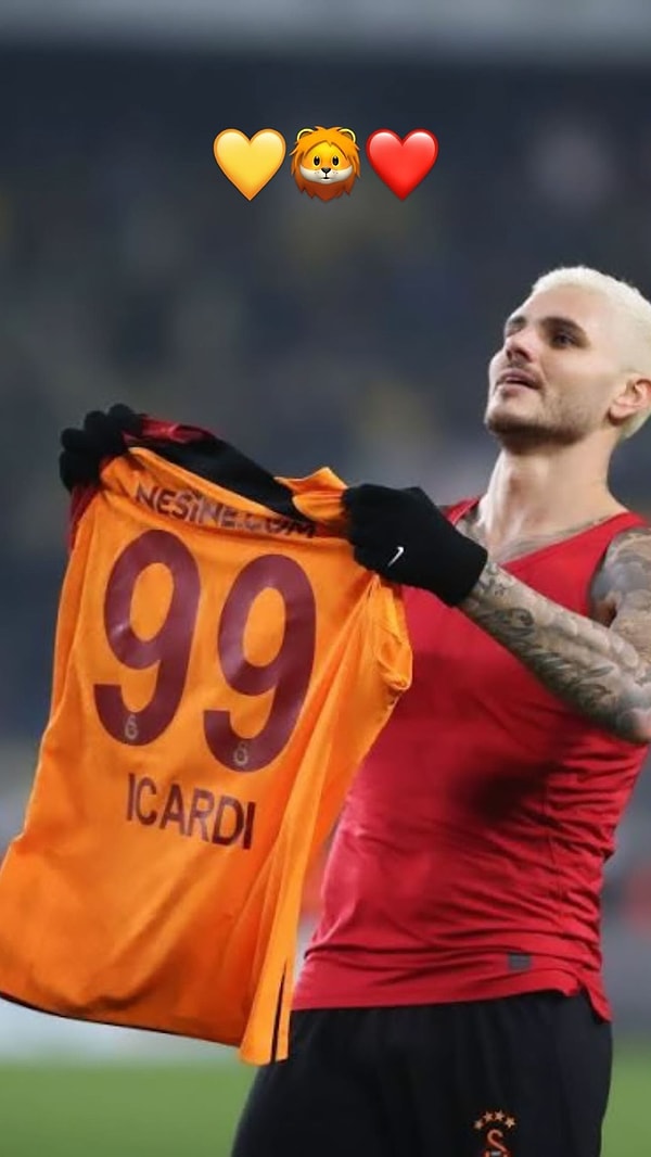 Mauro Icardi yanan formasını sarı-kırmızı kalp koyarak paylaştı.