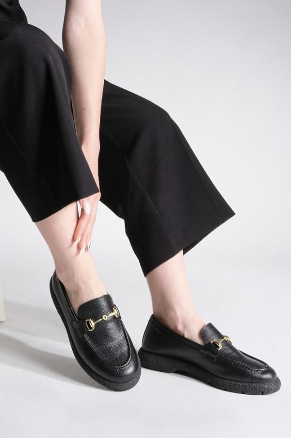 12. Marjin Kadın Tokalı Loafer Günlük Ayakkabı