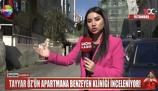 "Bakın burası bir apartmana benziyor, dışında da klinik yazmıyor. Ama Tayyar Öz'ün kliniği burası. Burada hacamat, sülük tedavisi, botoks ve dolgu işlemleri, ortopedi tedavisi yapıyor. İddiaya göre daha önce kendisi, bir çocuk ürünüyle ilgili ceza almıştı. Şimdi de sosyal medyada gıda takviyesi olarak görünen ama barkod okununca güneş kremi çıkan ürünü konuşuluyor."