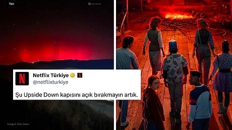 Netflix Türkiye'nin Kuzey Işıklarına Stranger Things'ten 'Upside Down' Kapısı Göndermesi Herkesi Güldürdü