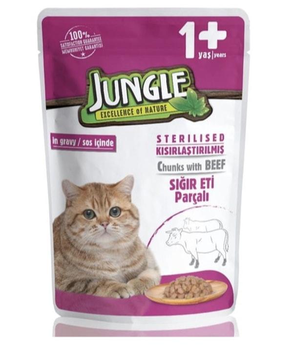 13. Jungle Pouch Kısırlaştırılmış Gravy Soslu Biftekli Yaş Kedi Maması